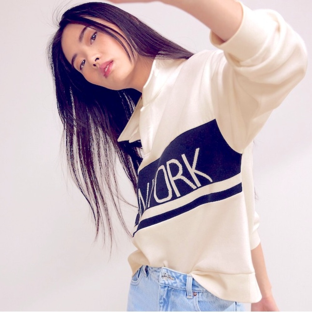 SALE - Zara New York Graphic Varsity Polo Sweatshirt